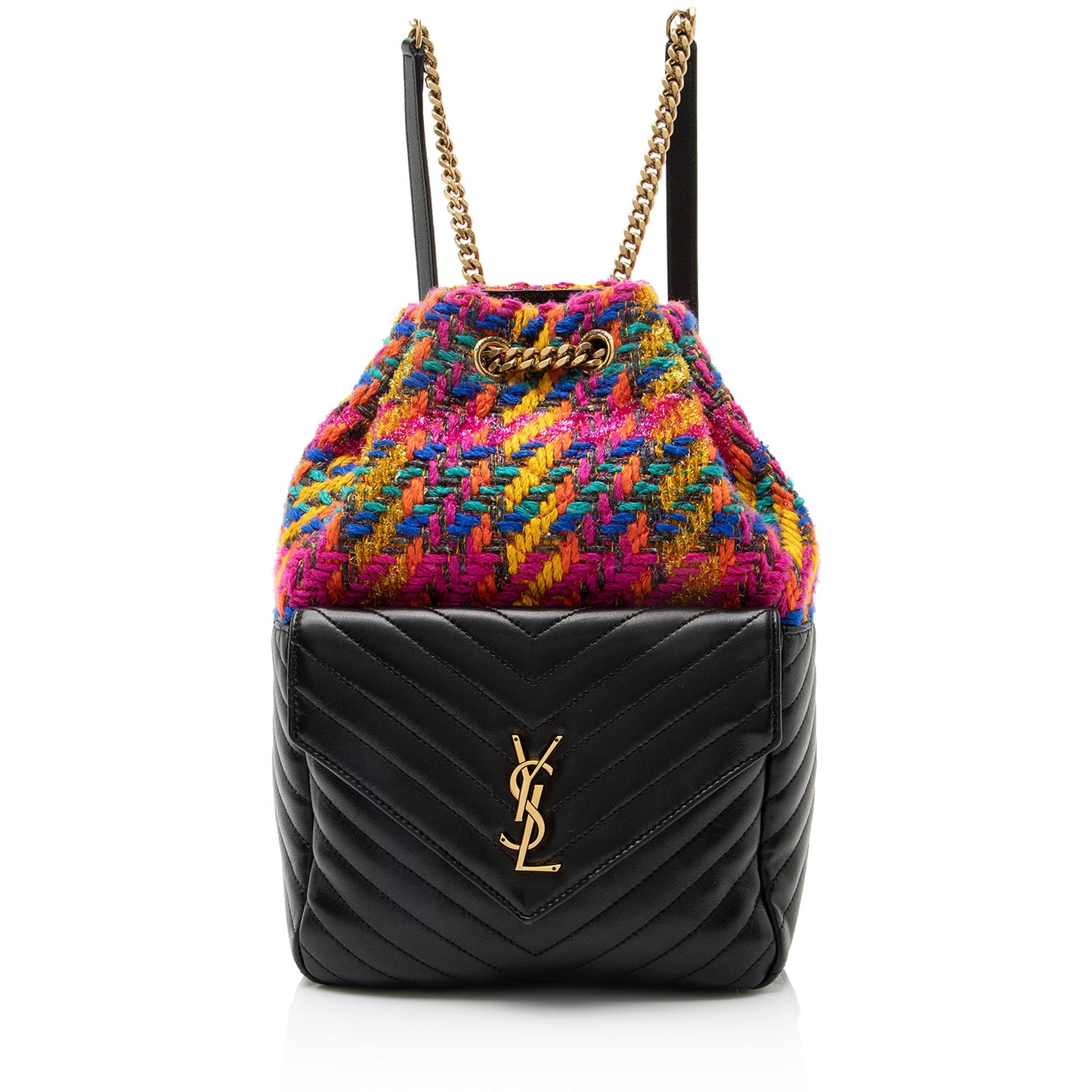 Saint Laurent Matelasse Lambskin Tweed Monogram Joe Backpack (SHF-23097)