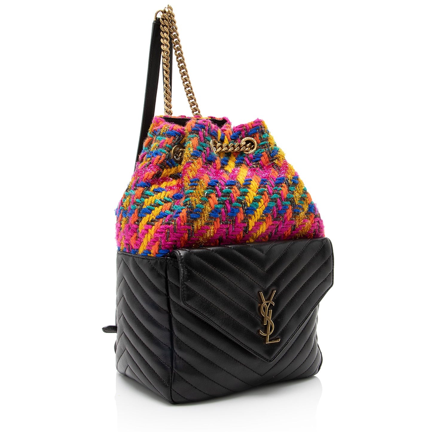 Saint Laurent Matelasse Lambskin Tweed Monogram Joe Backpack (SHF-23097)
