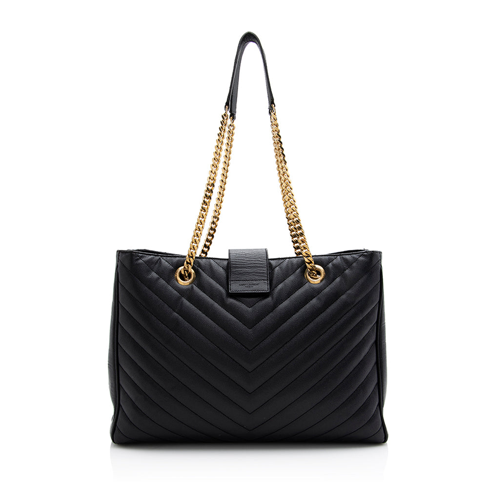 Saint Laurent Matelasse Leather Monogram Chain Bo Cassandre Tote - FINAL SALE (SHF-21639)