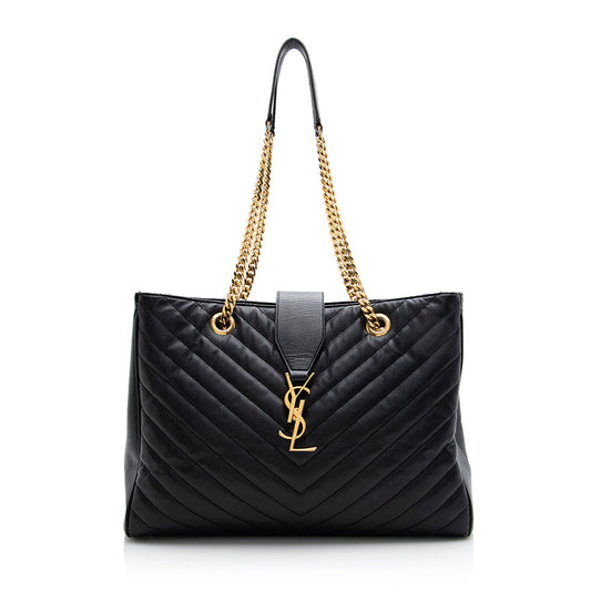 Saint Laurent Matelasse Leather Monogram Chain Bo Cassandre Tote - FINAL SALE (SHF-21639)