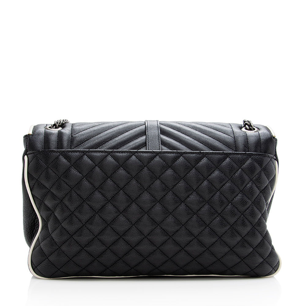 Saint Laurent Mixed Matelasse Calfskin Classic Monogram Soft Large Shoulder Bag (SHF-18799)