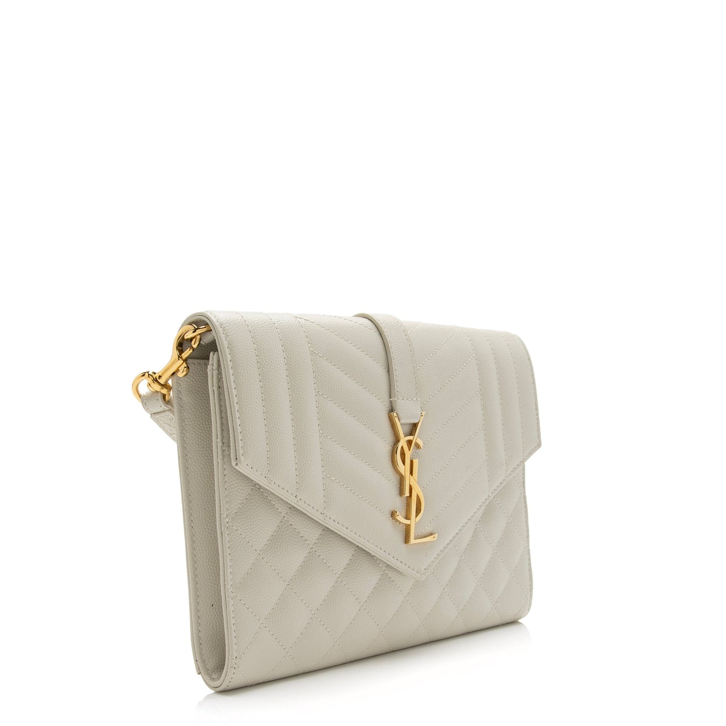 Saint Laurent Mixed Matelasse Grain de Poudre Monogram Envelope Pouch (SHF-23933)