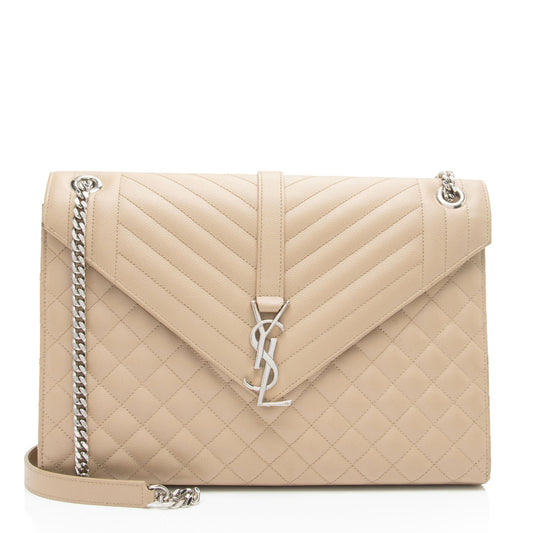 Saint Laurent Mixed Matelasse Grain de Poudre Monogram Large Shoulder Bag