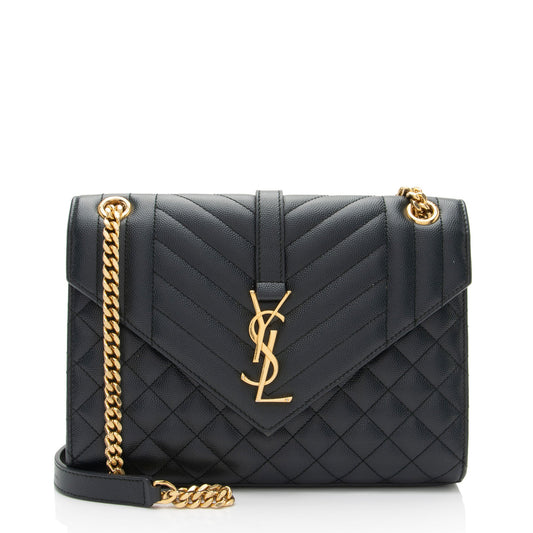 Saint Laurent Mixed Matelasse Grain de Poudre Monogram Medium Shoulder Bag (SHF-EraTyH)