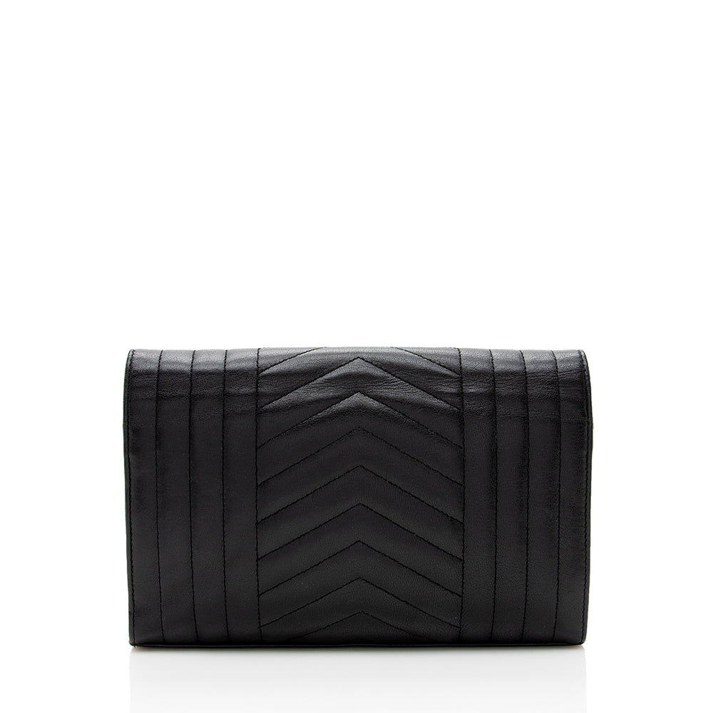 Saint Laurent Mixed Matelasse Leather Triquilt Monogram Wallet on Chain Bag (SHF-17618)
