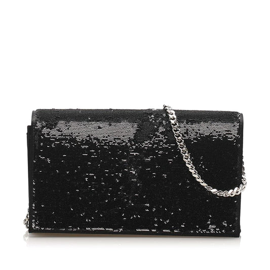 Saint Laurent Monogram Sequined Wallet on Chain (SHG-24959)