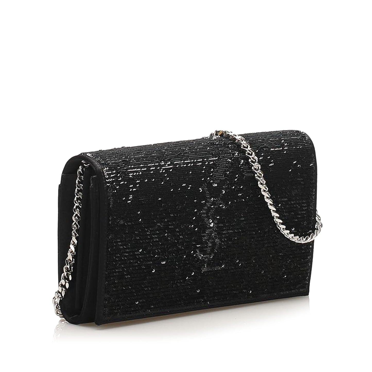 Saint Laurent Monogram Sequined Wallet on Chain (SHG-24959)