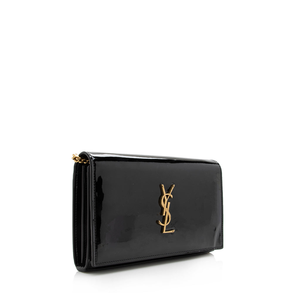 Saint Laurent Patent Calfskin Monogram Kate Wallet on Chain Bag (SHF-18096)