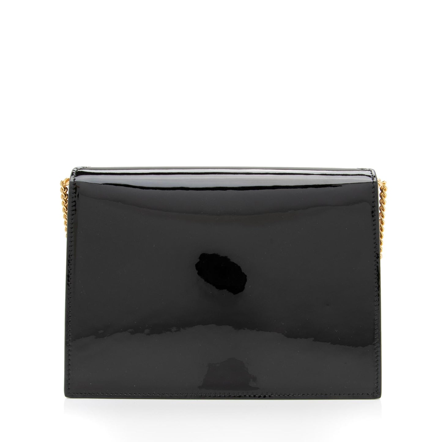 Saint Laurent Patent Leather Monogram Cassandra Medium Chain Bag (SHF-23411)