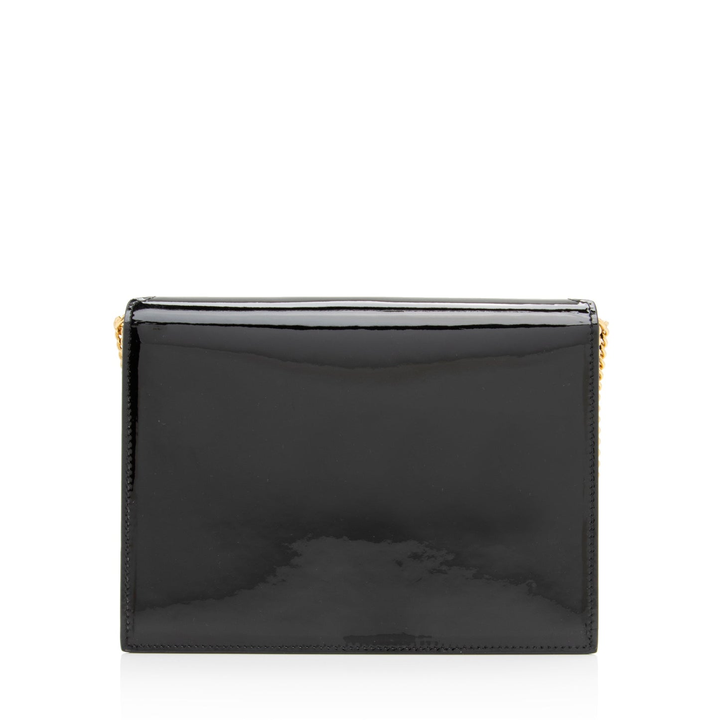 Saint Laurent Patent Leather Monogram Cassandra Medium Chain Bag (SHF-23413)