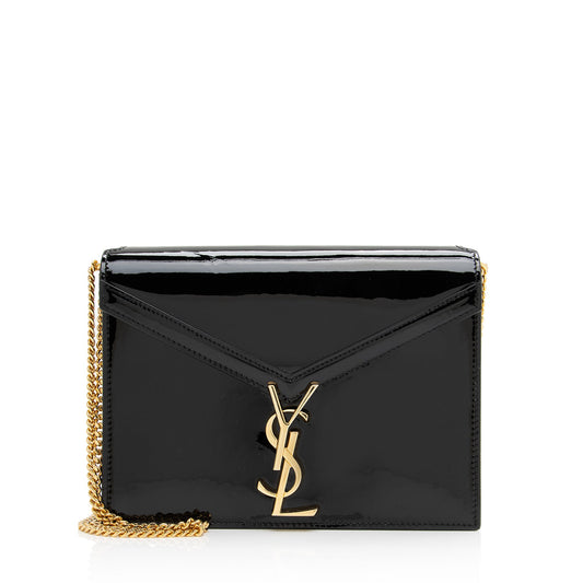 Saint Laurent Patent Leather Monogram Cassandra Medium Chain Bag (SHF-23413)