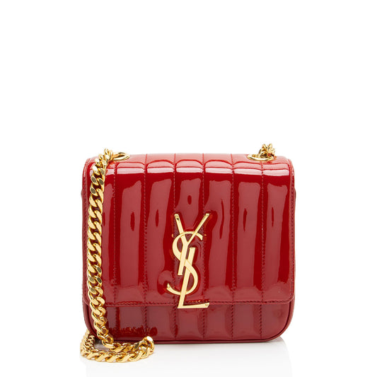 Saint Laurent Patent Leather Monogram Vicky Small Shoulder Bag