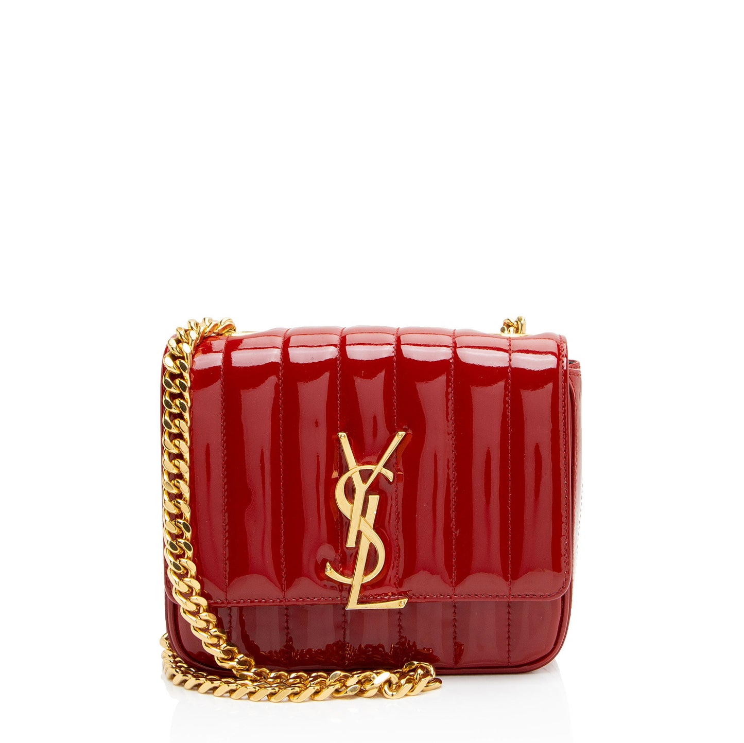Saint Laurent Patent Leather Monogram Vicky Small Shoulder Bag