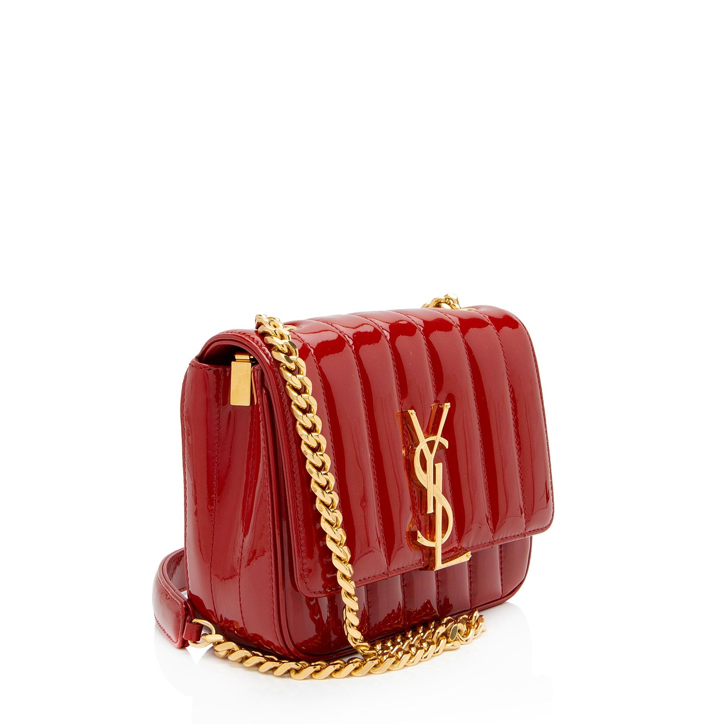 Saint Laurent Patent Leather Monogram Vicky Small Shoulder Bag
