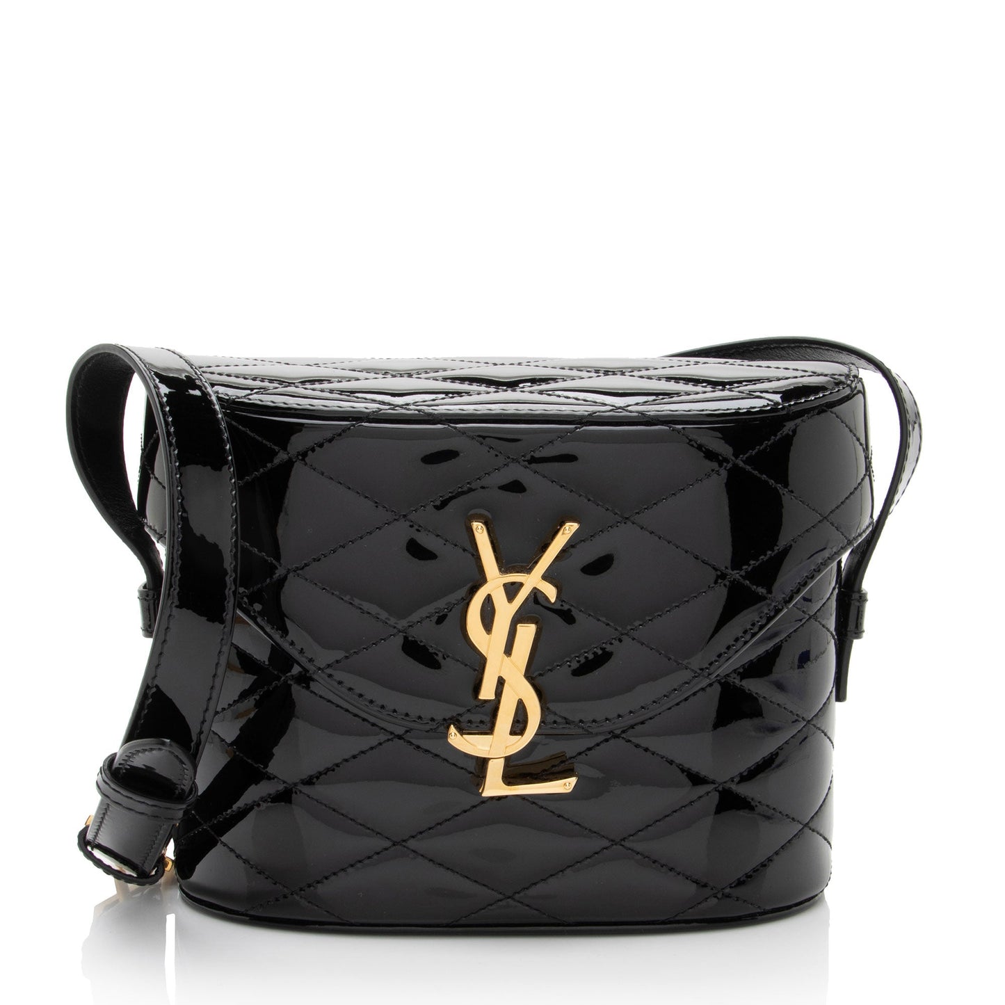 Saint Laurent Patent Matelasse Leather Monogram June Box Bag