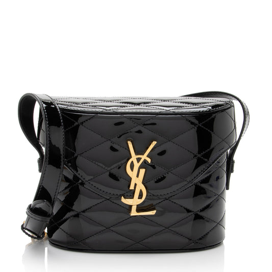 Saint Laurent Patent Matelasse Leather Monogram June Box Bag