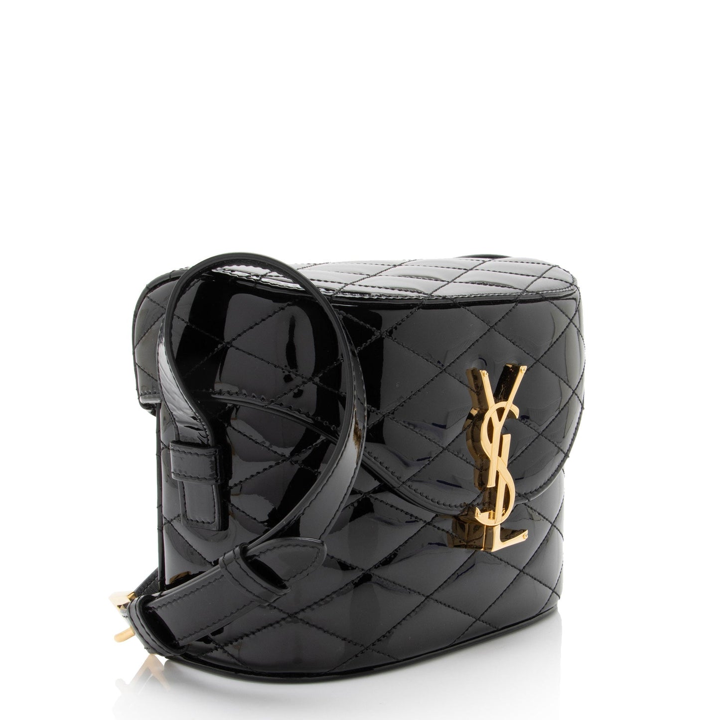 Saint Laurent Patent Matelasse Leather Monogram June Box Bag