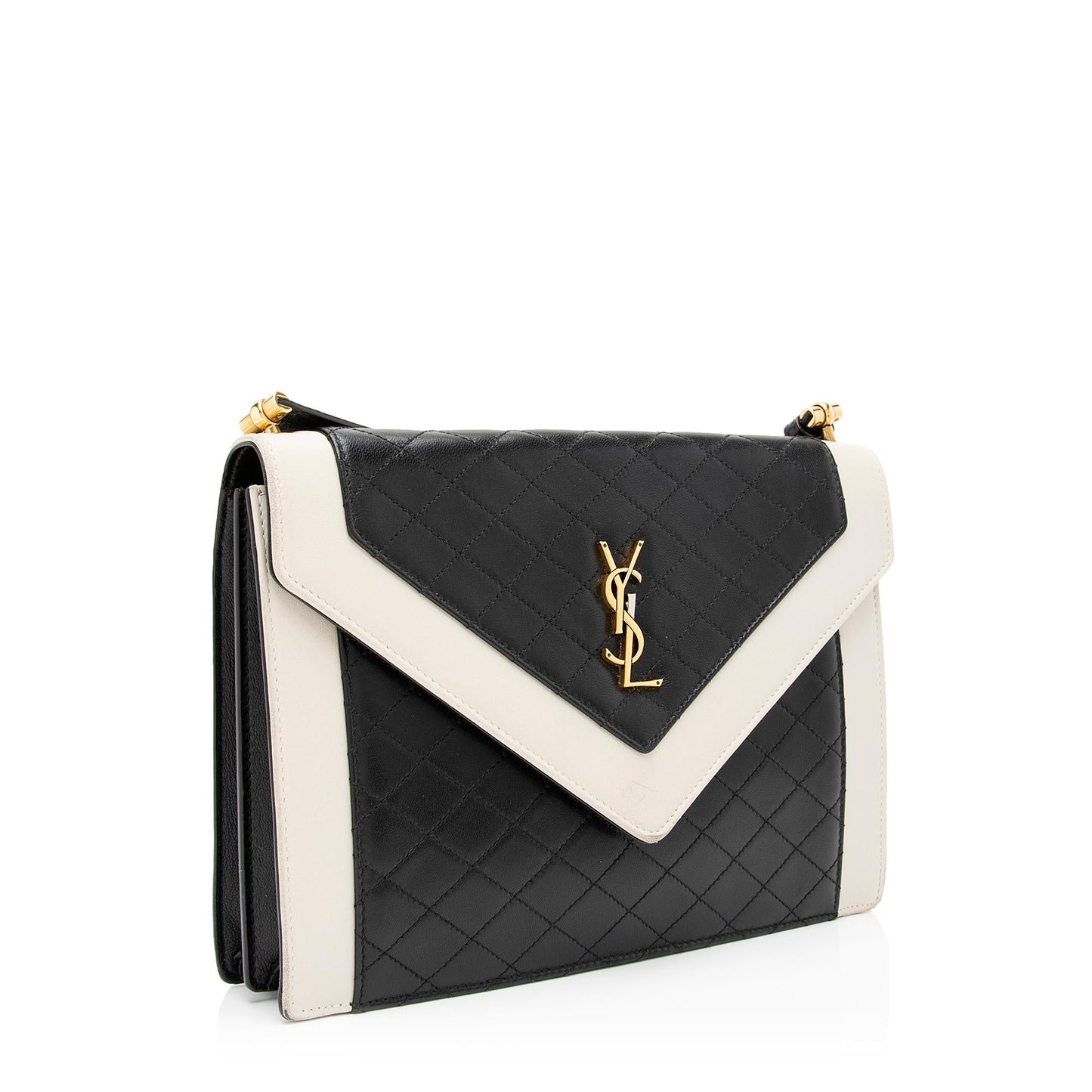 Saint Laurent Quilted Lambskin Monogram Gaby Shoulder Bag (SHF-23711)