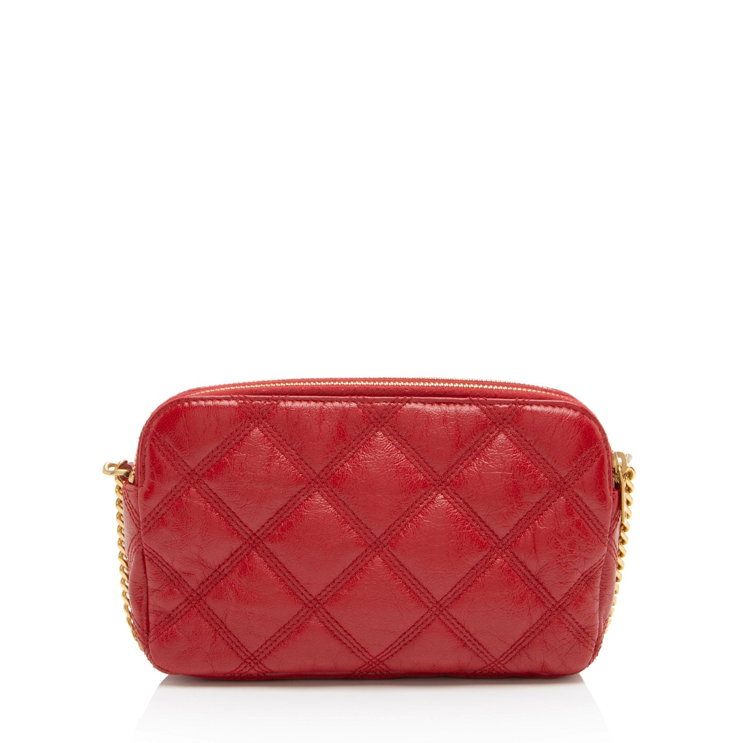Saint Laurent Quilted Leather Monogram Becky Mini Double Zip Pouch