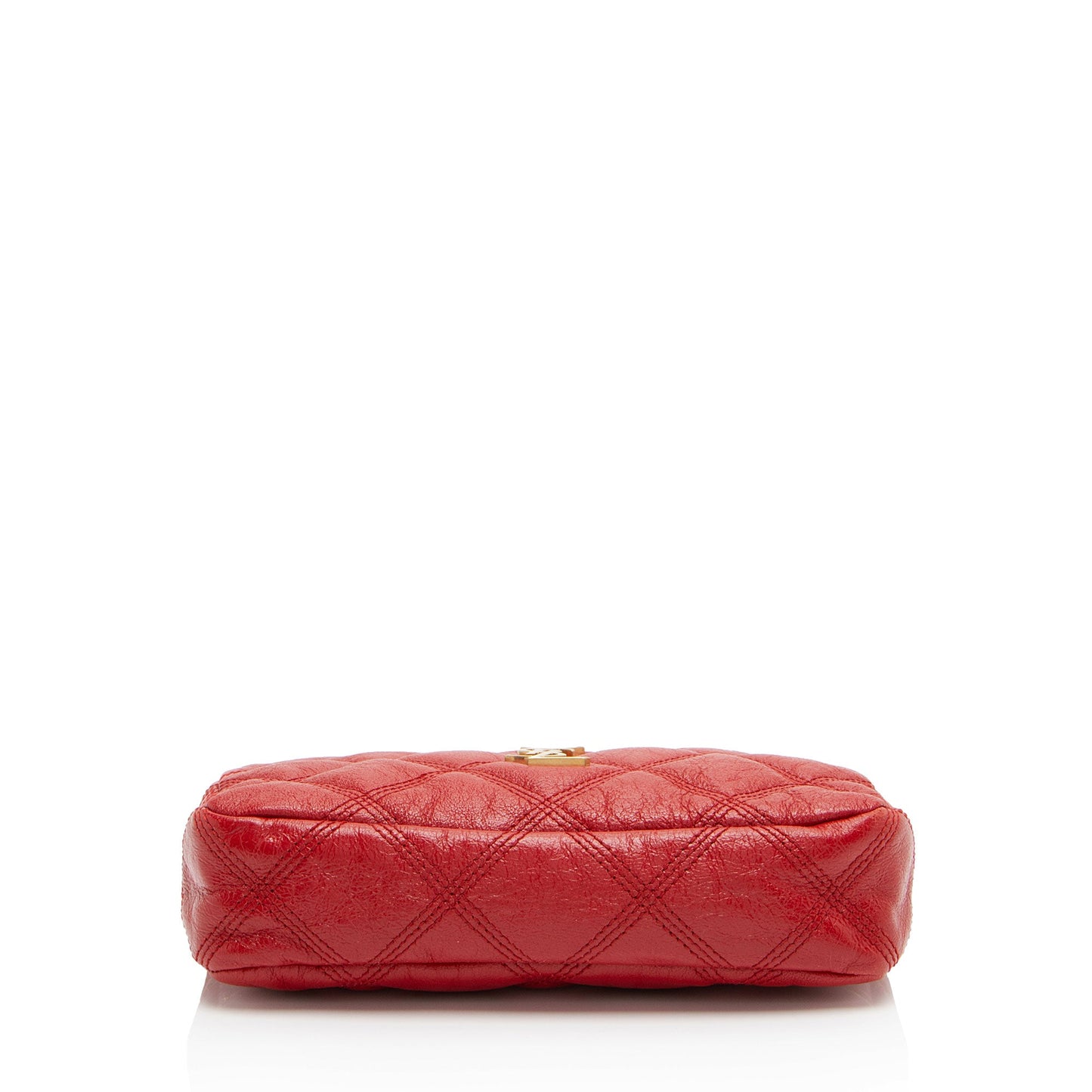 Saint Laurent Quilted Leather Monogram Becky Mini Double Zip Pouch