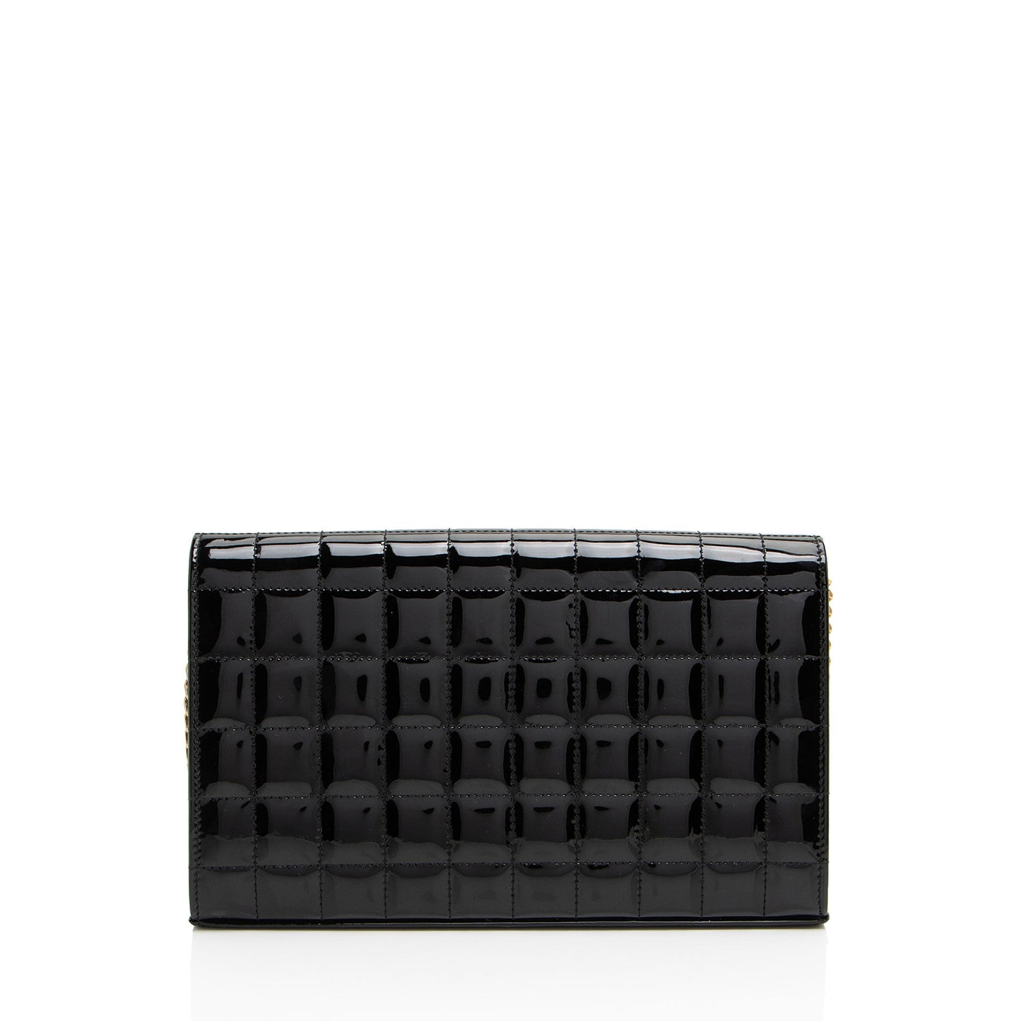 Saint Laurent Quilted Patent Leather Monogram Cassandre Chain Wallet