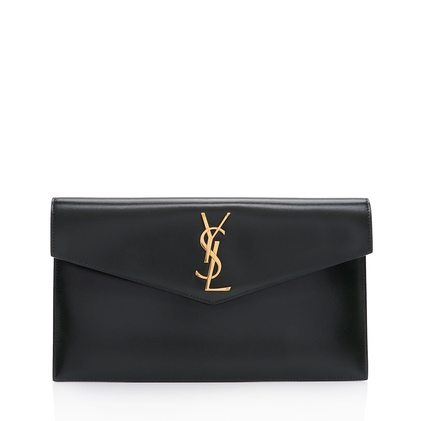 Saint Laurent Smooth Calfskin Monogram Uptown Clutch (SHF-HaidnQ)