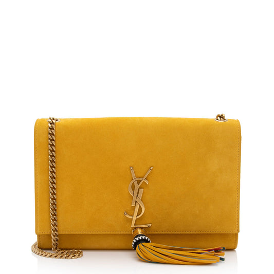 Saint Laurent Suede Monogram Kate Tassel Medium Shoulder Bag (SHF-ODWp7x)