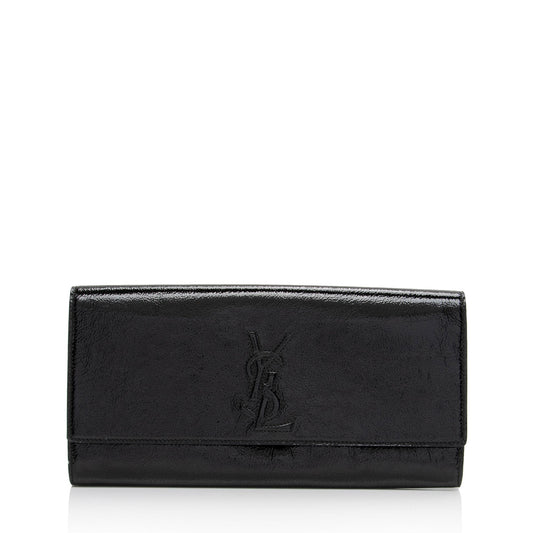 Saint Laurent Vintage Patent Leather Monogram Belle de Jour Clutch (SHF-BY8Utu)