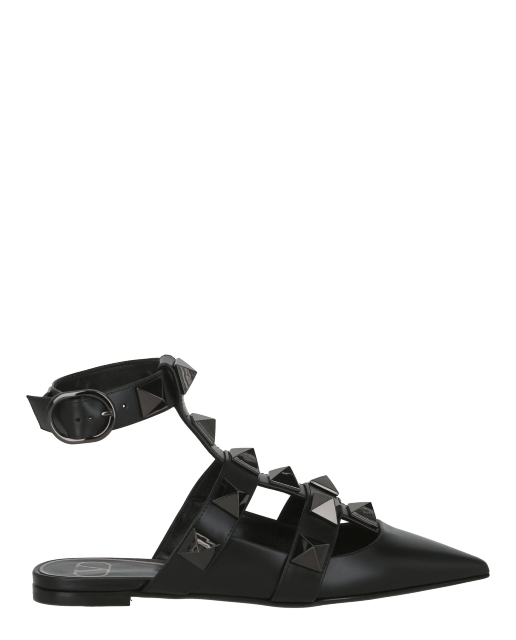 Valentino Womens Roman Stud Ballerina Shoes Black