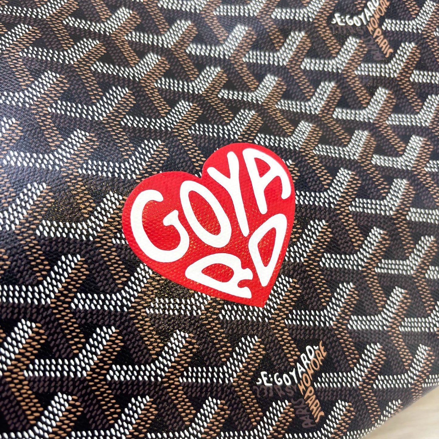 Goyard Boheme PM Hobo Bag in Black Signature Goyardine Canvas with a Red Heart Stamp