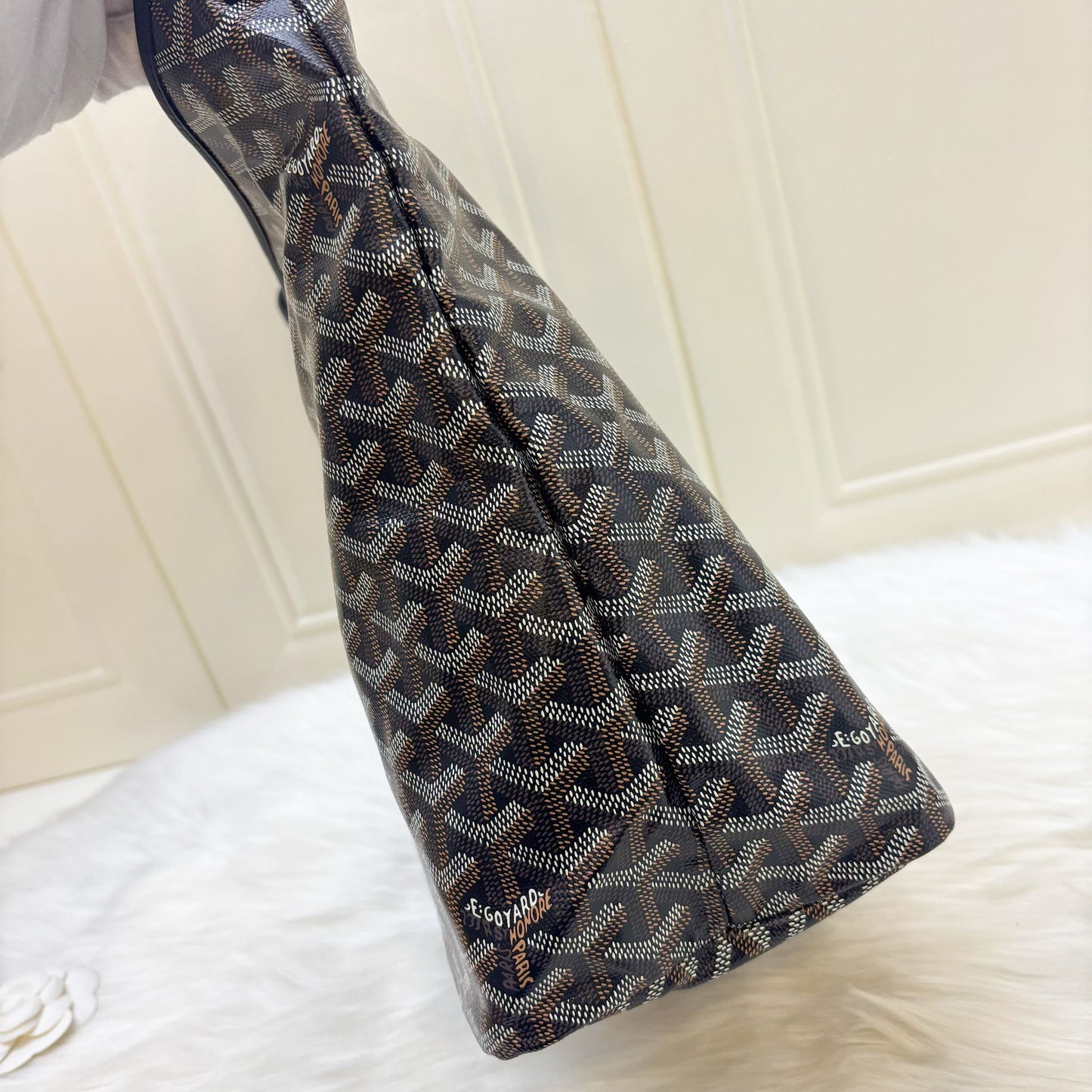 Goyard Boheme PM Hobo Bag in Black Signature Goyardine Canvas with a Red Heart Stamp