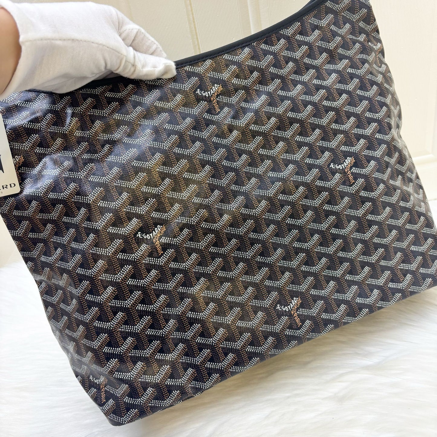 Goyard Boheme PM Hobo Bag in Black Signature Goyardine Canvas with a Red Heart Stamp