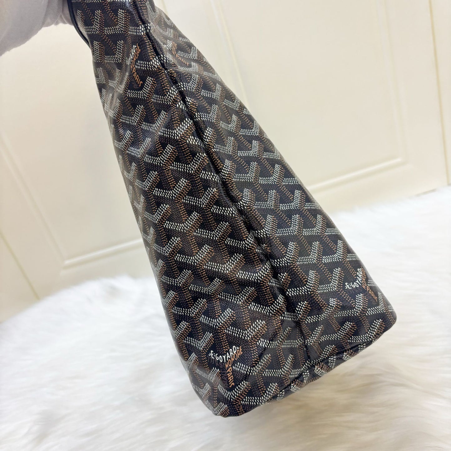 Goyard Boheme PM Hobo Bag in Black Signature Goyardine Canvas with a Red Heart Stamp