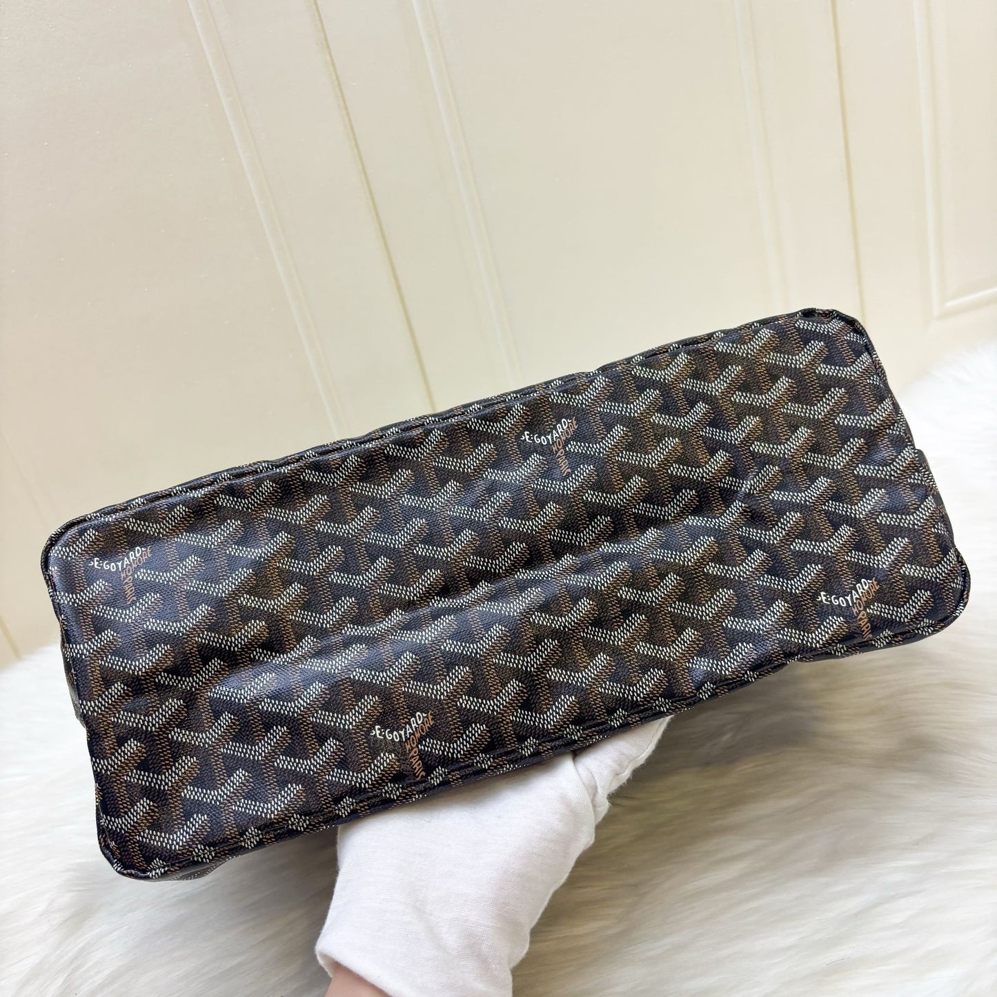 Goyard Boheme PM Hobo Bag in Black Signature Goyardine Canvas with a Red Heart Stamp