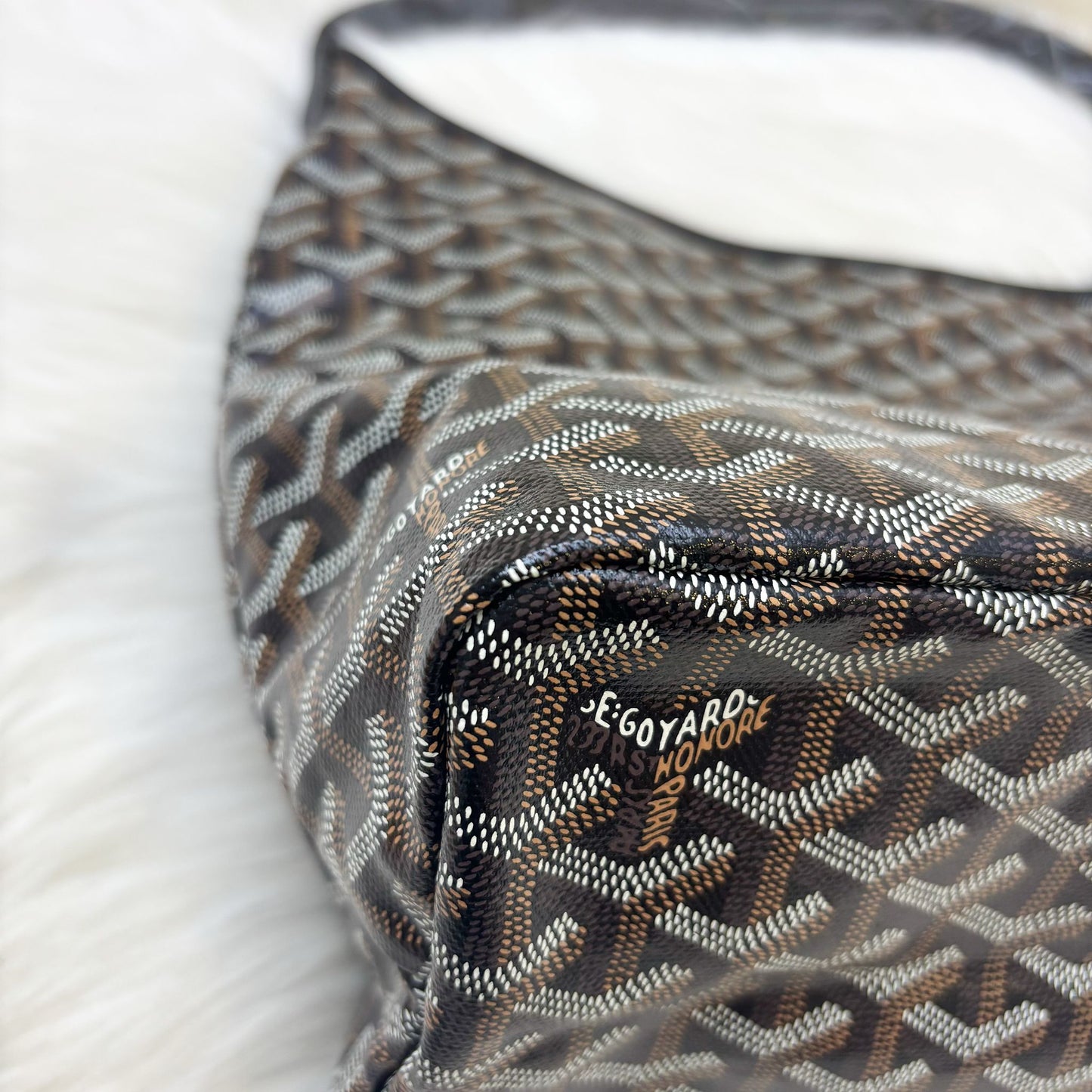 Goyard Boheme PM Hobo Bag in Black Signature Goyardine Canvas with a Red Heart Stamp