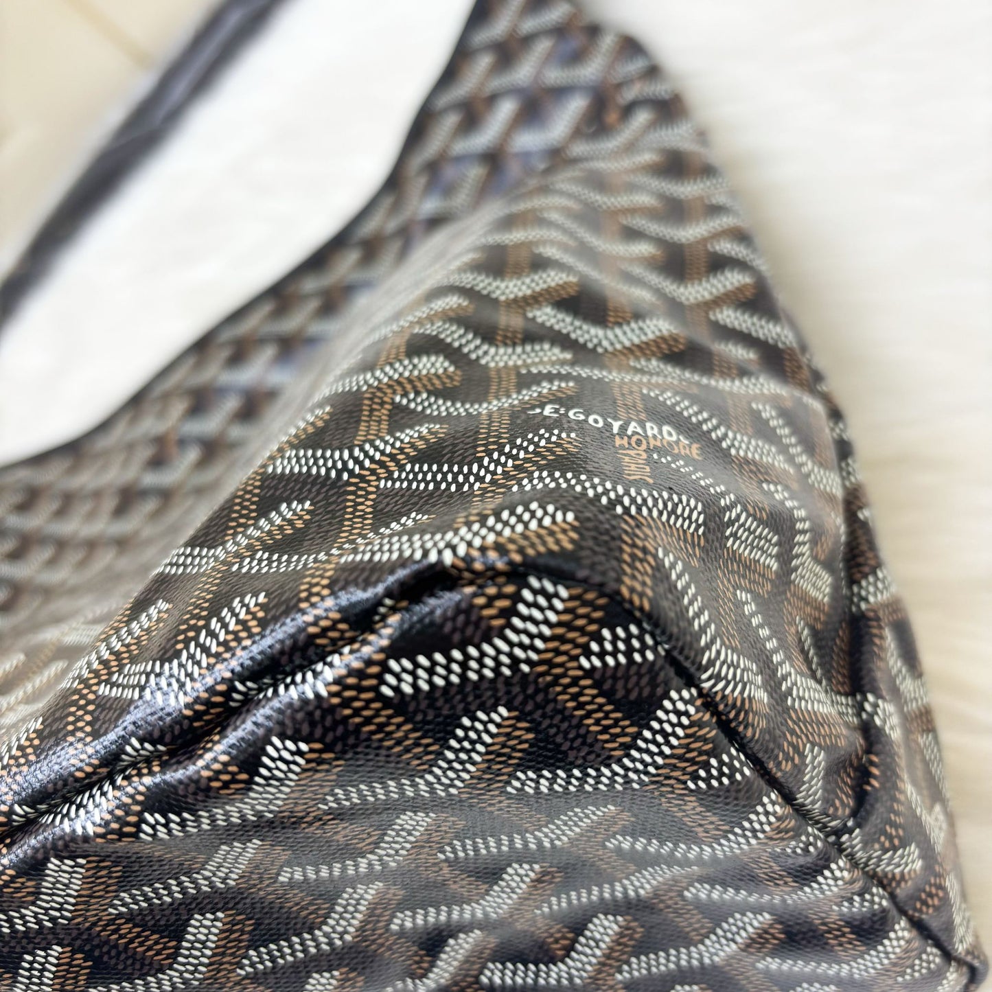 Goyard Boheme PM Hobo Bag in Black Signature Goyardine Canvas with a Red Heart Stamp