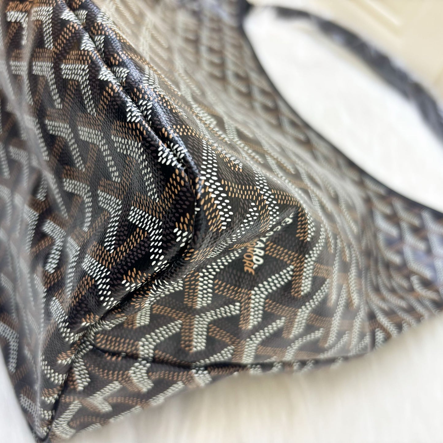 Goyard Boheme PM Hobo Bag in Black Signature Goyardine Canvas with a Red Heart Stamp