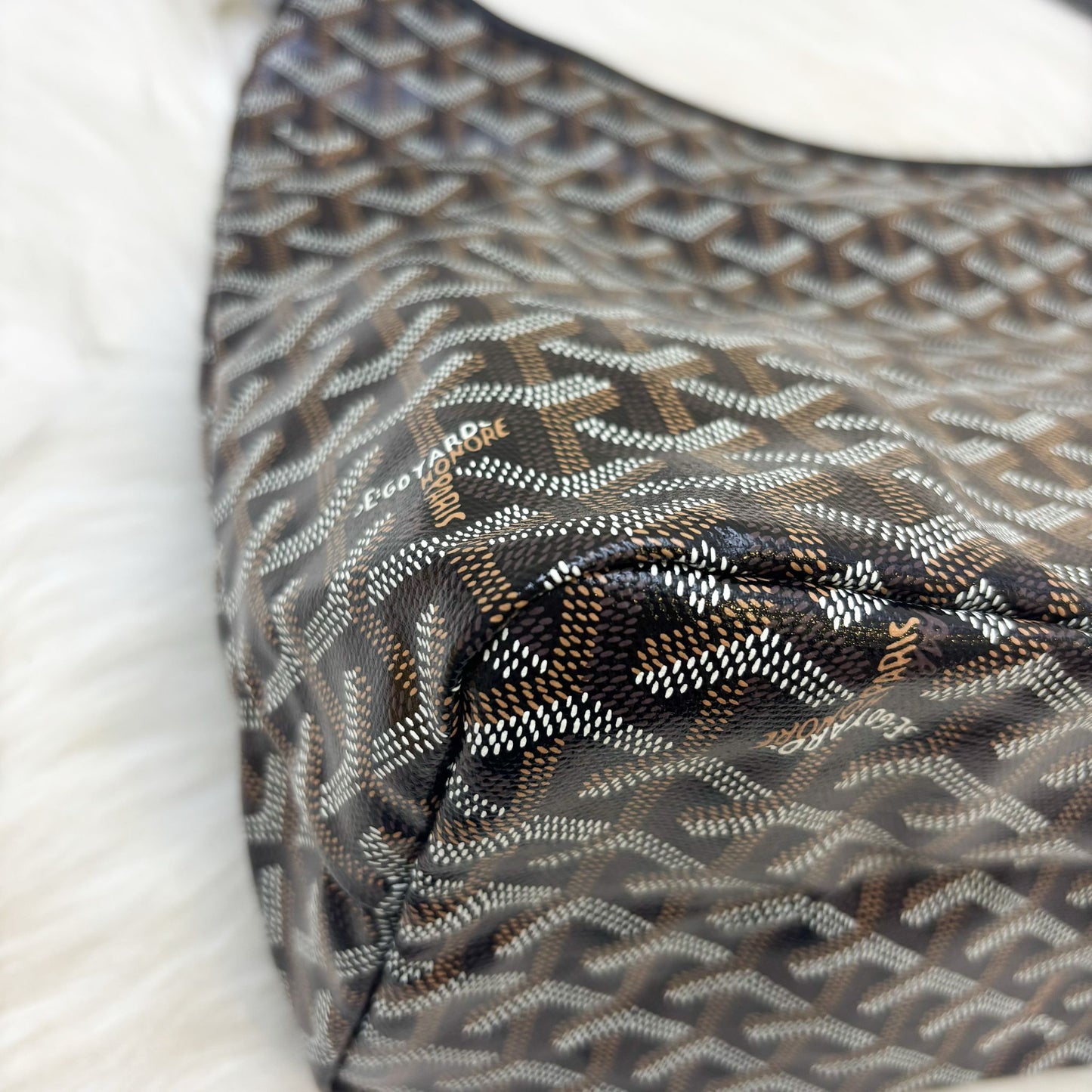 Goyard Boheme PM Hobo Bag in Black Signature Goyardine Canvas with a Red Heart Stamp