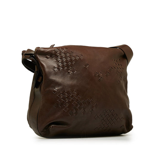 Bottega Veneta  Intrecciato Shoulder Bag in Leather Brown Ladies
