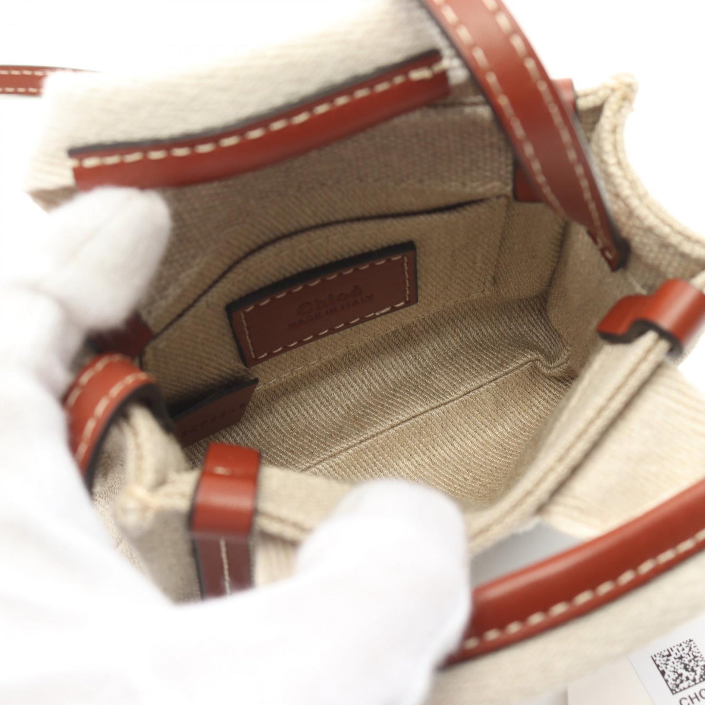 Chloe Woody Nano Canvas Leather Shoulder Bag