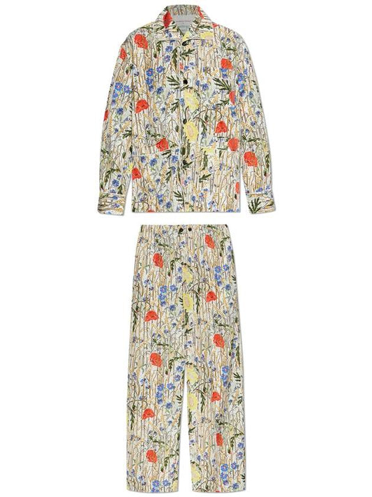 Bottega Veneta Bottega Veneta Two-piece Pajama With Floral Motif, Women's, Multicolour