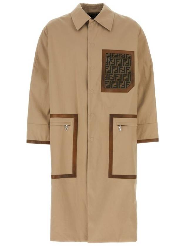 Fendi FF Logo Jacquard Reversible Trench Coat Beige