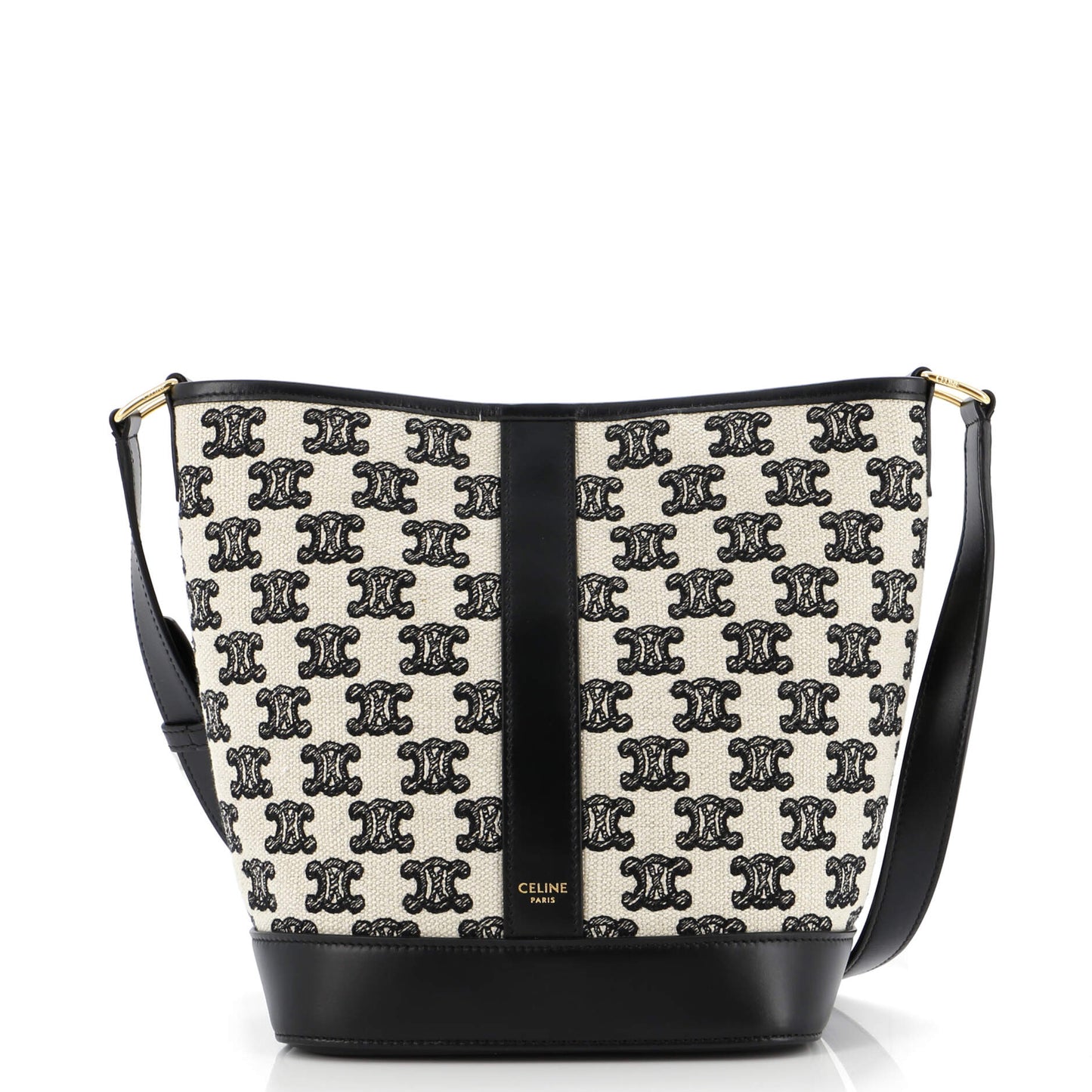 Celine Bucket Shoulder Bag Triomphe Canvas Small