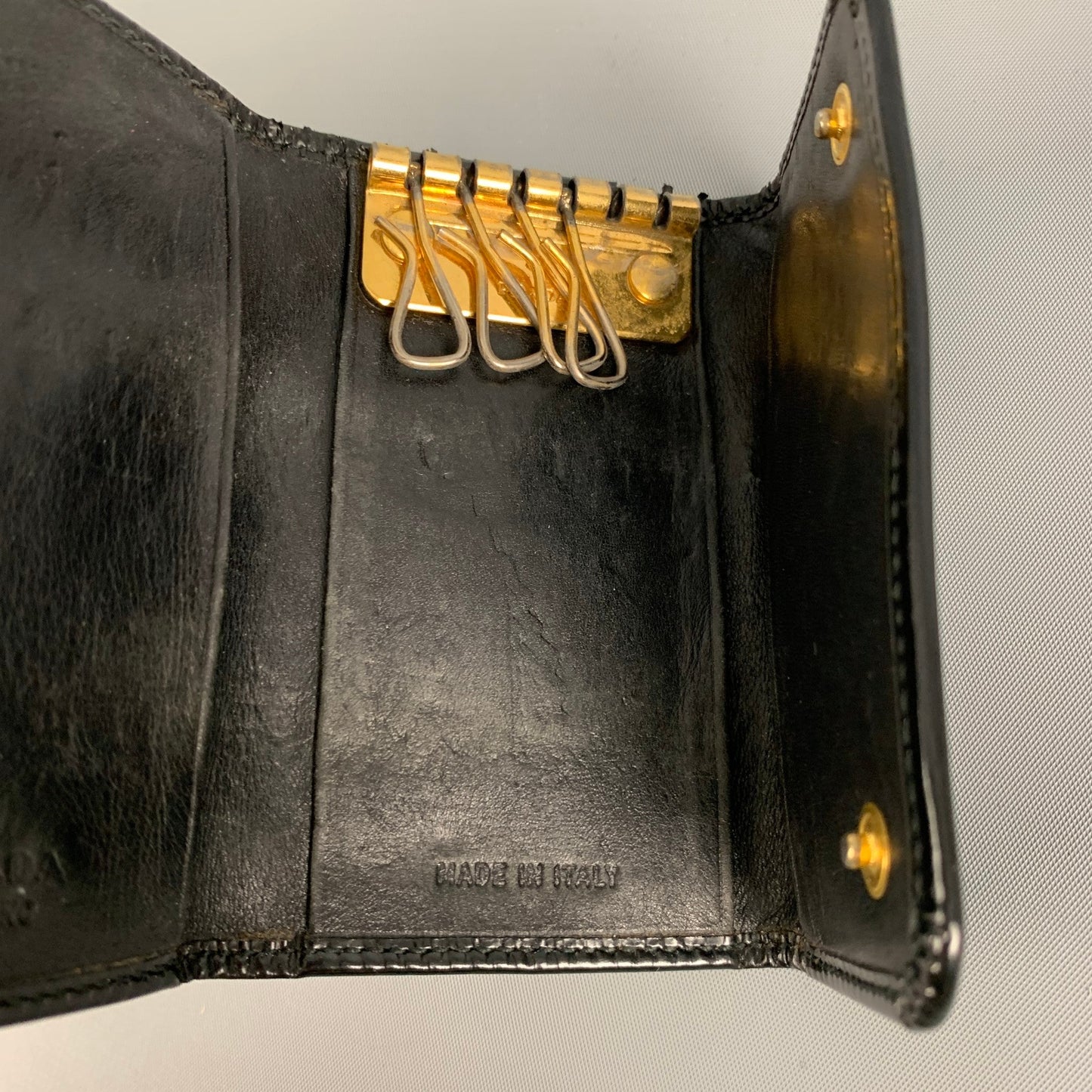 PRADA Black Patent Leather 4 Key Holder