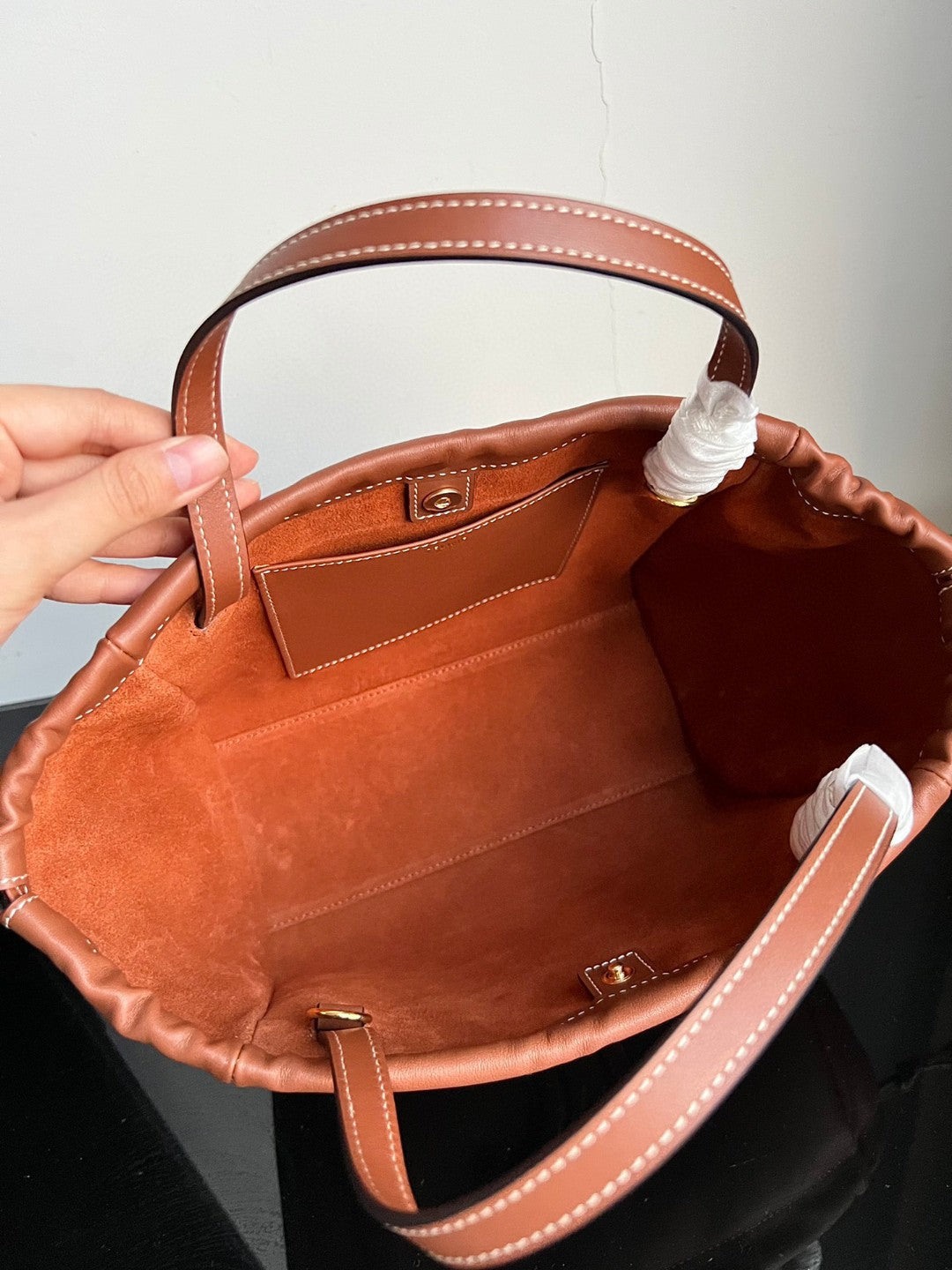 Celine SMALL CABAS DRAWSTRING CUIR TRIOMPHE 22 BROWN CALFSKIN