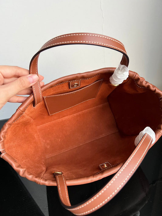 Celine SMALL CABAS DRAWSTRING CUIR TRIOMPHE 22 BROWN CALFSKIN