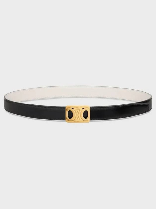 CELINE Frame Triomphe Reversible Medium Leather Belt Black White
