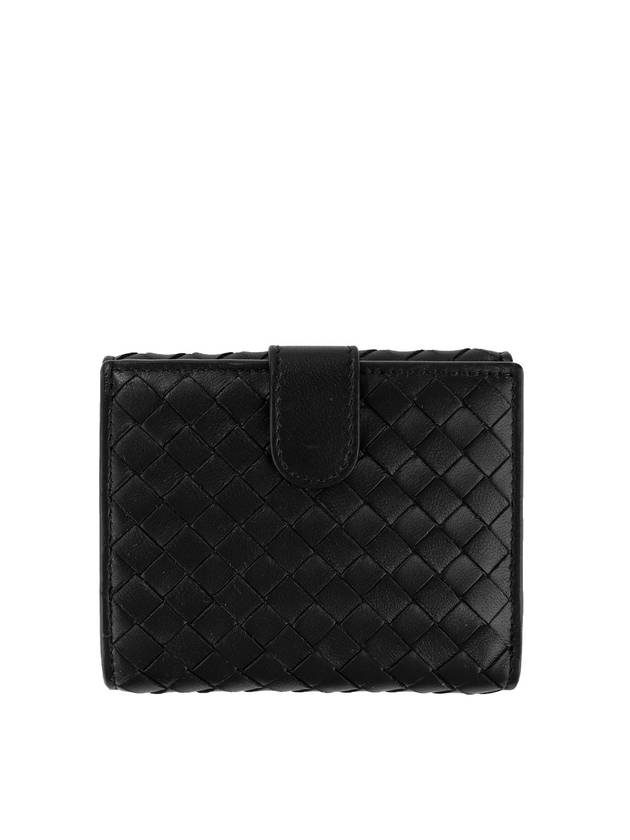 Bottega Veneta Women’s Trifold Woven Half Wallet Black