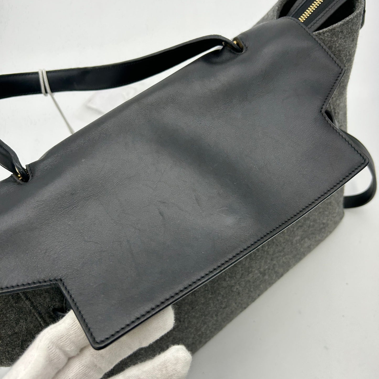 CELINE Felt Calfskin Small Belt Bag Grey Black LA17371