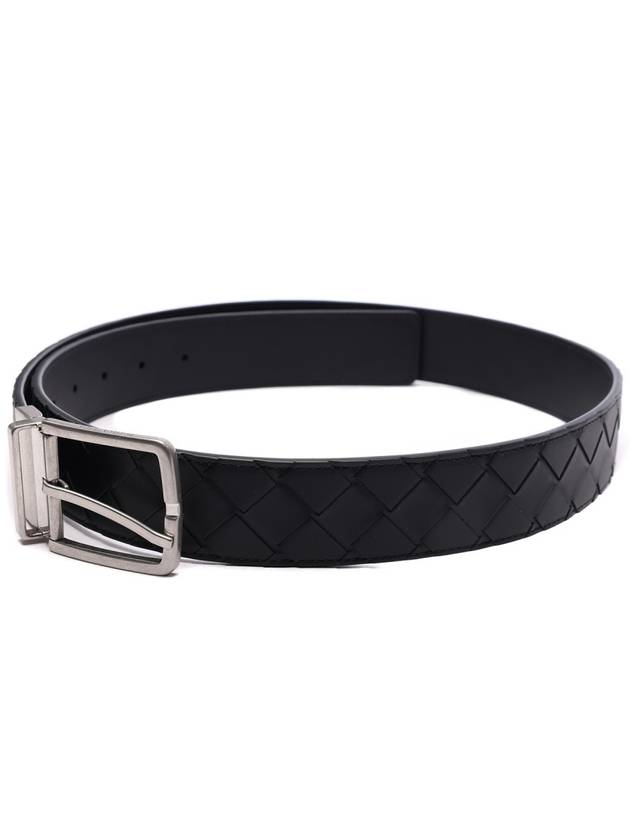 Bottega Veneta Men's Intrecciato Leather Belt Black